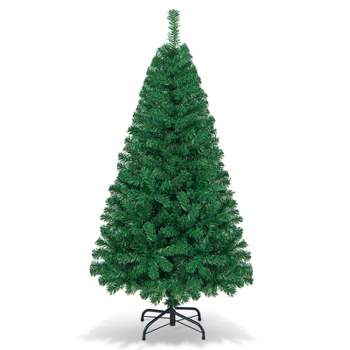 Tangkula 5/6/7/8ft Artificial Christmas Pine Tree Hinged PVC Branches with Solid Metal Legs