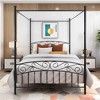 Canopy Bed Frame Box Spring Not Required, Queen/ Full Metal Bed Frame With Headboard And Footboard Sturdy Slatted Structure - 3 of 4