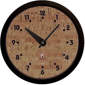 14.5" Cork Traditional Dial Contemporary Body Quartz Movement Decorative Wall Clock Black - The Chicago Lighthouse: Assembled in USA, Indoor Use - 1 of 4
