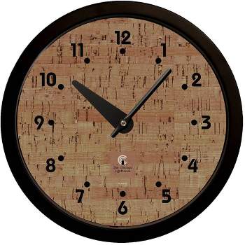 14.5" Cork Traditional Dial Contemporary Body Quartz Movement Decorative Wall Clock Black - The Chicago Lighthouse