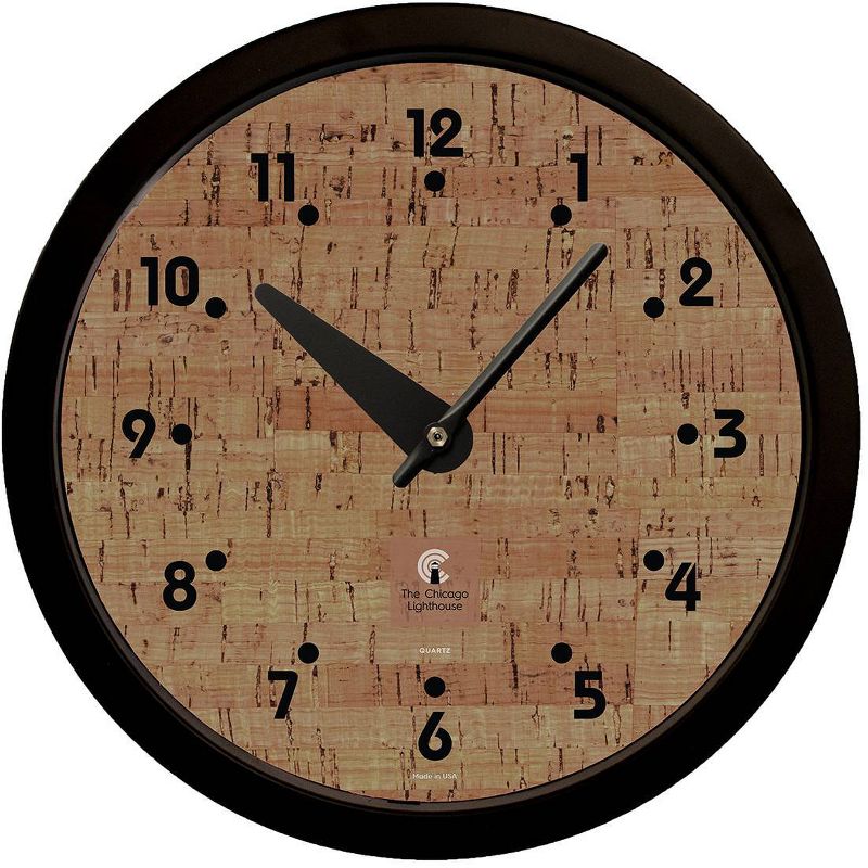 14.5&#34; Cork Traditional Dial Contemporary Body Quartz Movement Decorative Wall Clock Black - The Chicago Lighthouse, 1 of 6