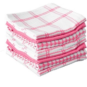 T-fal Coordinating Flat Waffle Weave Dish Cloth  Eight Pack  Pink - 1 of 4