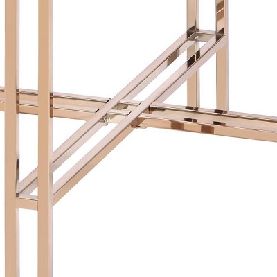 23" Round Glass Top Champagne Metal Accent Table