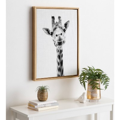 Gold Framed Giraffe Portrait Canvas Wall Art for Nursery