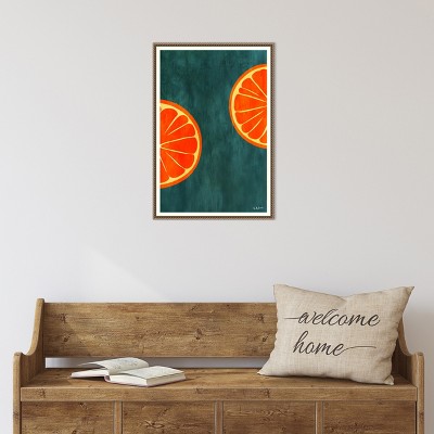 Orange Slices Abstract Canvas Print with Bronze Frame