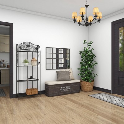 Black Window Pane Industrial Full-Length Wall Mirror 48"