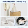 Greenstell Hand-woven, compartmentalized rattan laundry basket with 2 removable inner lining bags, lid, and handle, foldable - 4 of 4