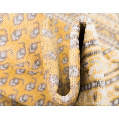 Yellow and Gray Rectangular Stain-Resistant Synthetic Area Rug