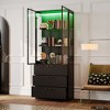 Famapy Modern Glass Display Cabinet with LED Lights,3 Drawers & Tempered Glass Shelves,Bookcase,,Showcase Books/Decor in Style - 2 of 4