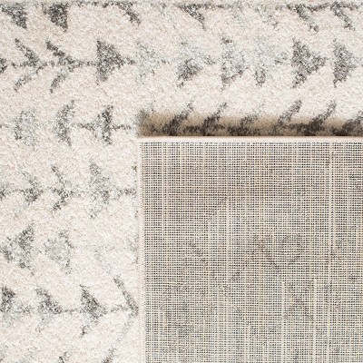 Ivory and Gray 5' Square Synthetic Easy Care Area Rug