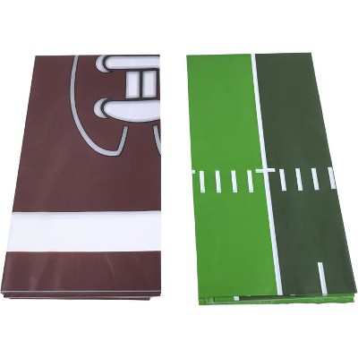 4E's Novelty Football Party Tablecloth, 2 Pack Disposable Plastic Table Covers, 54" x 108", Perfect for Football Party
