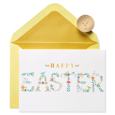 Bunny Lettering Card White/Yellow - PAPYRUS