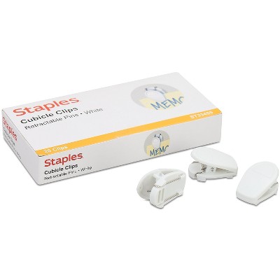 MyOfficeInnovations Cubicle Clips White 20/Pack 510399