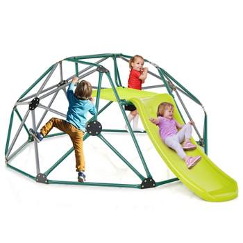 Costway 8FT Climbing Dome w/ Slide Outdoor Kids Jungle Gym Dome Climber
