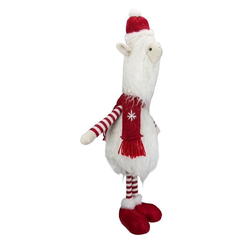 Northlight 26-Inch Plush Red and White Standing Llama Table Top Christmas Decoration, 5 of 6