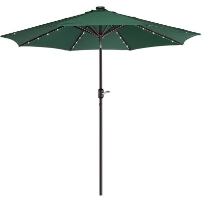 Green 9-Foot Patio Umbrella with Solar LED Lights