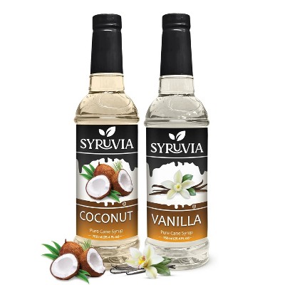 Syruvia Coffee Flavors Variety Pack: Vanilla & Coconut 25.4 fl oz Syrup