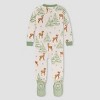 Burt's Bees Baby® Baby 'Deer with Trees' Organic Cotton Tight Fit Footed Pajama - Light Green  - image 2 of 2