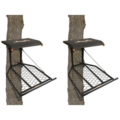 Muddy The Boss XL Wide Stance Hang On 1 Person Hunting Tree Stand Platform with Silent Straps, FlexTek Seating, and Extra Wide Platform (2 Pack)