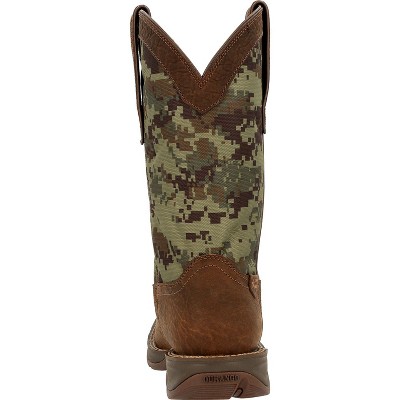 Men's 12" Dark Brown Green Digi Camo Leather Western Boot