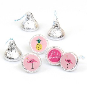 Big Dot of Happiness Pink Flamingo - Party Like a Pineapple Tropical Summer Round Candy Sticker Favors - Labels Fits Hershey‘s Kisses (1 sheet of 108) - 1 of 4