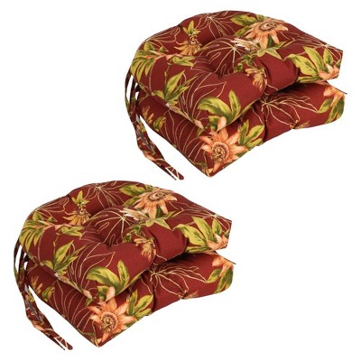 Blazing Needles, 16-inch Spun Polyester Patterned Outdoor U-shaped Tufted Chair Cushions (Set of 4)