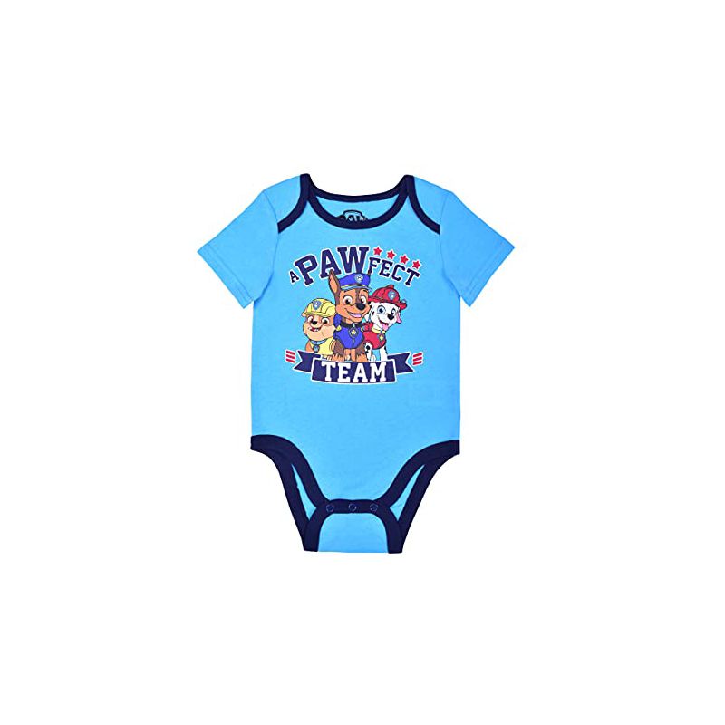 Nickelodeon Boy's 3-Pack A Pawfect Team Paw Patrol Short Sleeve Baby Bodysuit Creeper Set, 100% Cotton for Infant, 2 of 8
