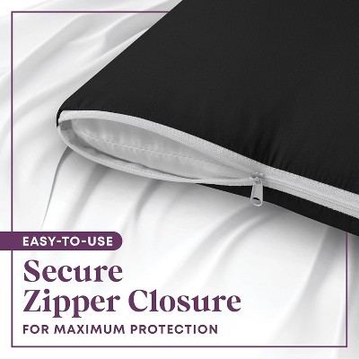Black Hypoallergenic Cotton Zippered Pillow Protector Set, Queen Size