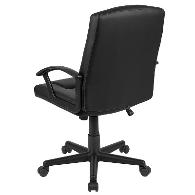 Ergonomic High-Back Black Leather and Plastic Swivel Task Chair