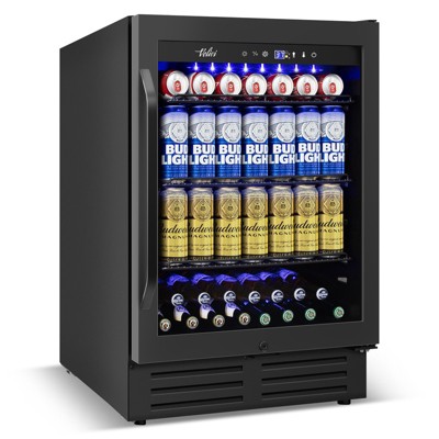 Velivi 24 Inch Beverage Refrigerator, 5.2 Cu. Ft. Drink Refrigerator with Glass Door