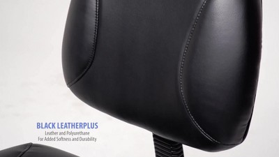 Ergonomic Black Leather Task Chair with Adjustable Arms