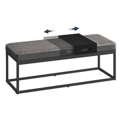 LUIZ Collection - Ottoman Bench, End of Bed Bench, Reversible Top, Shoe Bench with Small Removable Shelf, Minimalist