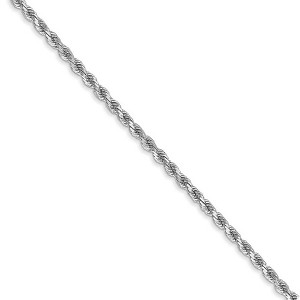 Black Bow Jewelry 2mm 14k White Gold Solid Diamond Cut Rope Chain Necklace - 1 of 4