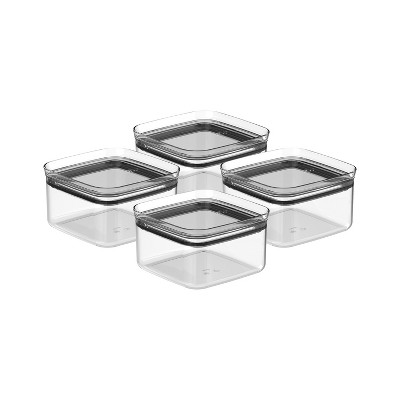 OU Airtight Food Storage Container 8pc (set of 4) BPA Free Clear Plastic Storage Container with Leak Proof Lid, Stackable Kitchen Pantry Organizer