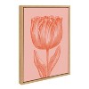 Kate and Laurel Sylvie Tulip in Pink and Orange Framed Canvas by Apricot and Birch, 18x24, Natural - 2 of 4