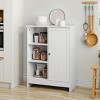 Freestanding Floor Storage Cabinet with Adjustable Shelves, Bathroom Organizer with 1 Door, 3 Open Compartments, Cabinet-The Pop Home - 3 of 4