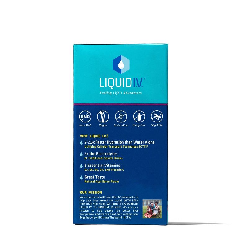 Liquid I.V. Hydration Multiplier Vegan Powder Electrolyte Supplements - Acai Berry - 0.56oz each/10ct, 4 of 10