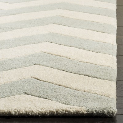 Handmade Ivory and Grey Wool Tufted Runner Rug