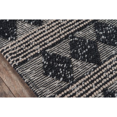 Charcoal Geometric Hand-Tufted Wool and Viscose Rug 2' x 3'