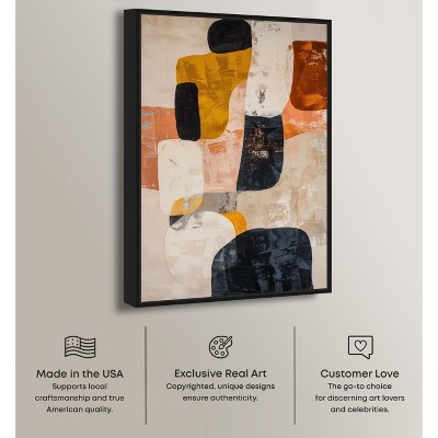 Large Multicolor Abstract Canvas Wall Art with Black Frame