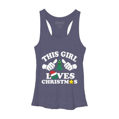 Women's Design By Humans This Girl Loves Christmas Thumbs White Text By personalized Racerback Tank Top