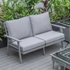 Leisuremod Walbrooke Modern Loveseat with Grey Aluminum Frame and Removable Cushions - 2 of 4