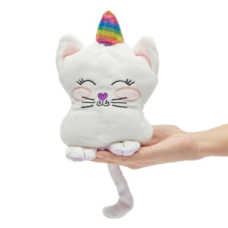 Small Reversible Caticorn Plush Toy, Lavender and White Caticorn Plushie with Rainbow Horn (6 x 12 In), 4 of 8