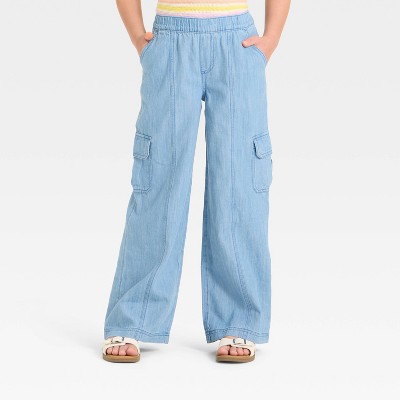 Girls' Pull-On Wide Leg Cargo Pants - Cat & Jack™