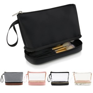 Paaaawaters Stripe Makeup Brush Organizer Bag Travel Make up Bags for Women Double Layer Makeup Pouch for Girls/Women - 1 of 4