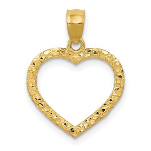 Black Bow Jewelry 14k Yellow Gold Diamond Cut Nugget Heart Pendant - 1 of 4