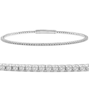 Pompeii3 1Ct Diamond Flexible Oval Bangle Women's Bracelet 14k White Gold Lab Created - Size Medium - 1 of 4