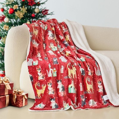 Comfort Ultra-Plush Flannel Blanket Christmas Plaid Christmas Tree.