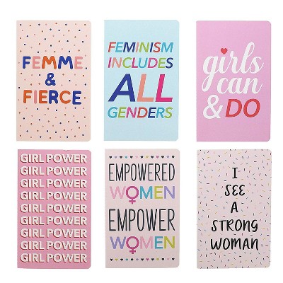 Paper Junkie 6-Pack Girl Power Feminist Lined Notebook Journal (5 x 8 in, 40 Pages)