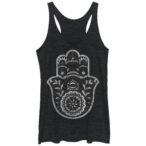 Women's CHIN UP Henna Hamsa Hand Racerback Tank Top - 1 of 3